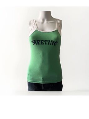 Meeting Green/White Long Tank Top Small Made In Italy